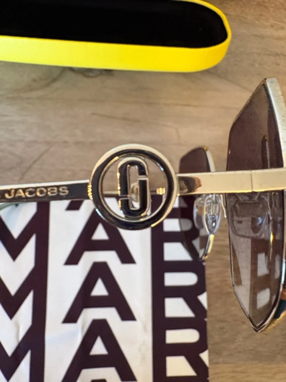 Marc Jacobs Gold Hexagonal Sunglasses with Brown Gradient Lenses